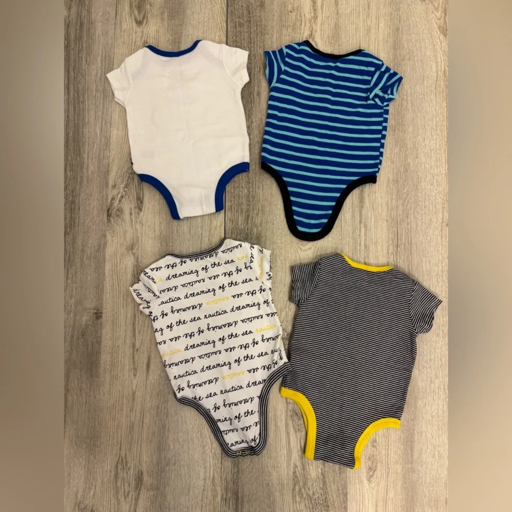 Nautical Themed Kids Onesies Set - Blue, White, Yellow